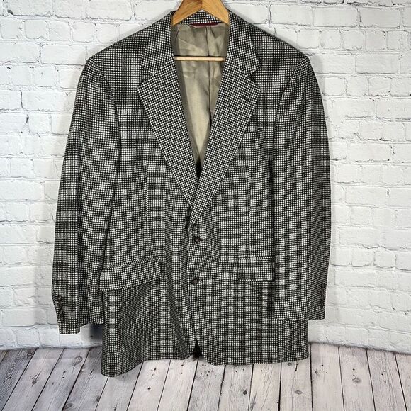 Jos A Bank Pure Camel Hair Houndstooth Blazer Sport Coat Made in the USA 42L - Picture 1 of 10